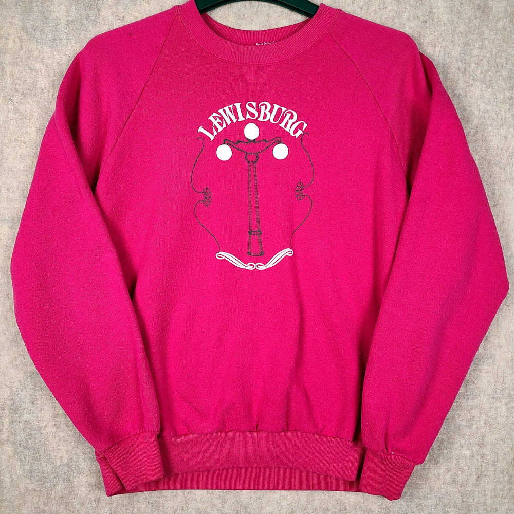 Vintage Jerzees Crewneck Hot Pink Lewisburg PA Lampost LG (42-44) Bucknell Uni